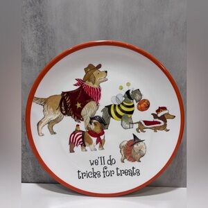 Pier 1 Imports Halloween Holiday Dog Design 9 Inch Plate Trick or Treat